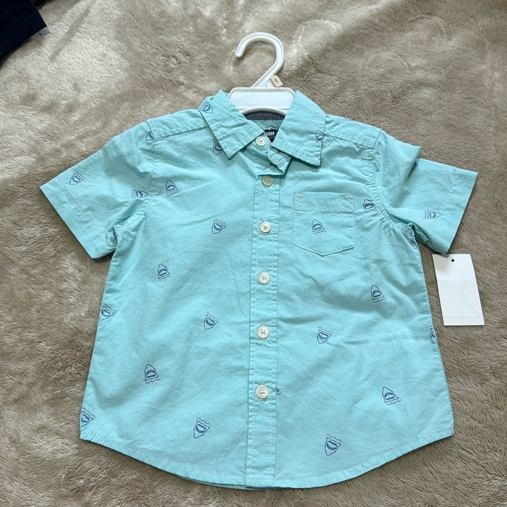 Shark short sleeve button down boys shirt